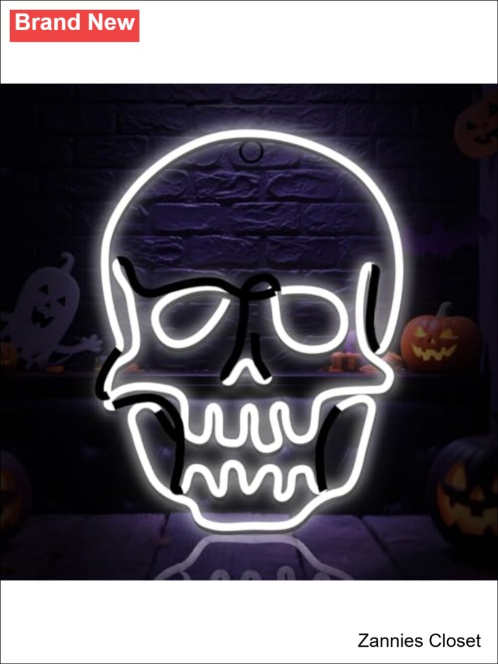 👻 13.5" LED Skull Neon Sign 396 Lights Flickering Halloween Yard Decor Plug-In